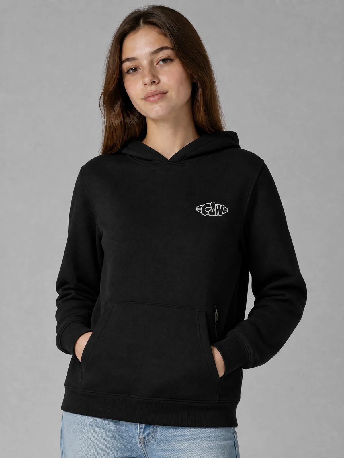 Buzo canguro CSW negro, versión mujer